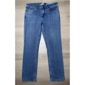 Volcom Solver Jeans Mens Blue Modern Straight 34x30 Fit Denim Water Aware